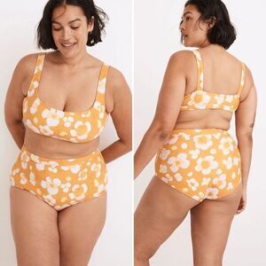 Madewell NWT Second Wave Retro High-Waisted Bikini Bottom in Watercolor Floral S